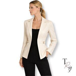 Vintage Y2K 2000s Bebe Off White Ivory Tailored Wool Blazer Size 6